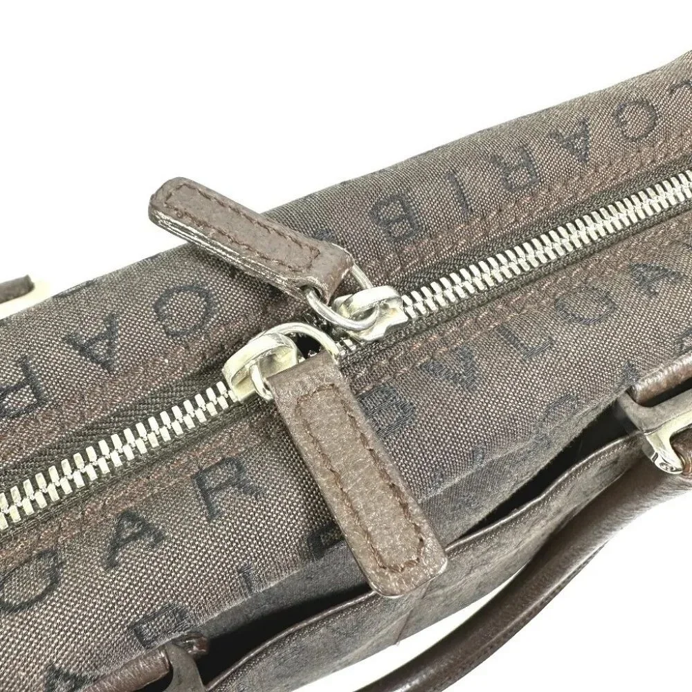 BVLGARI Hand Bag Logo mania briefcase bag Business bag Canvas Brown/Orange
